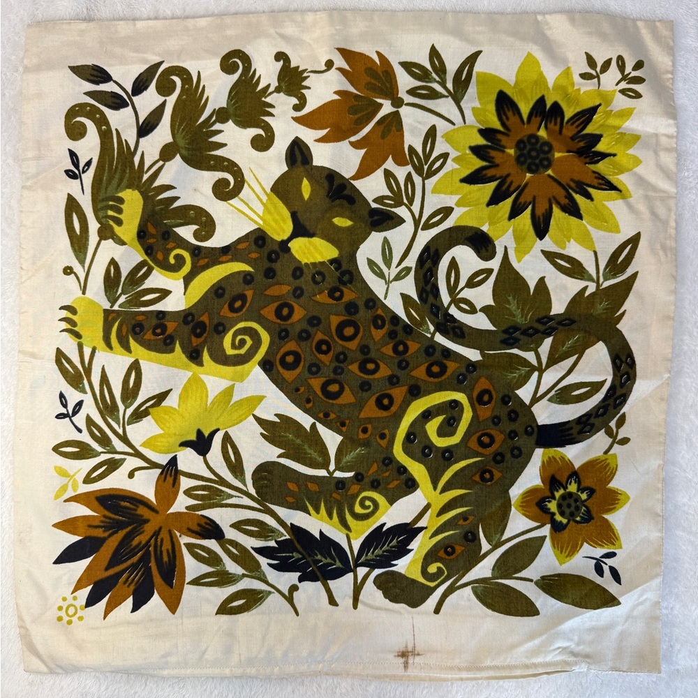 Vintage Jim Thompson Cheetah Jungle Print Pillowcase Decor 100% Silk Cover Sham